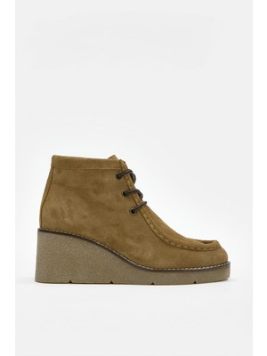 Nilufarr Marry Sigaro Süet Hakiki Deri Dolgu Topuk Bot