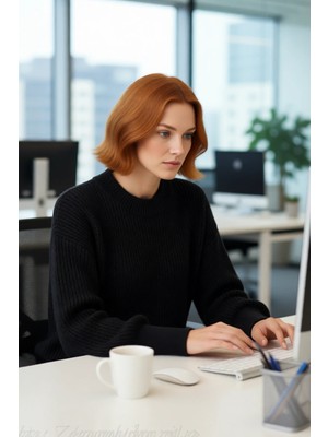 FRM Kadın Salaş Oversize Balon Kol Bisiklet Yaka Selanik Dokuma Uzun Kollu Triko Kazak 100% Akrilik