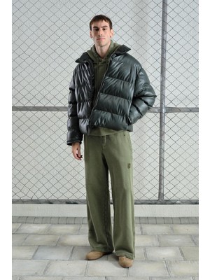 Giesto Şişme Deri Haki Mont