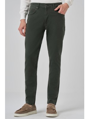 Morven  Erkek Haki Denim 5 Cep Slim Fit Jean Kot Pantolon
