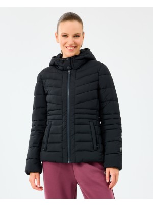 Skechers W Fitted Hoodie Puffer Jacket Kadın Siyah Mont S2520203-3817