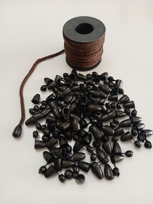 Be Beauty 30 mt Kahve Renk Esnek 6 mm Eşofman Kapüşon Bağcık Ipi ve 60 Adet Plastik Tıpalı Kapüşon Ucu