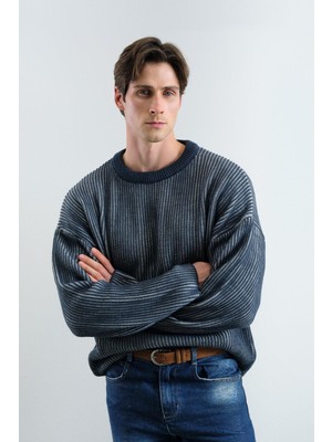 Giesto Efektli Triko Lacivert Kazak