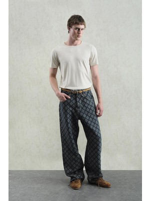 Giesto Jakar Desenli Lacivert Jean