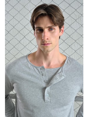 Giesto Içi Atletli Uzun Kol Gri T-Shırt