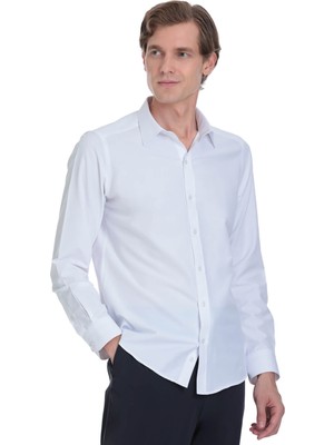 Hatemoğlu Beyaz Slim Fit Erkek Gömlek Klasik Stil Comfort Kesim Kalıbı ile Şık Tasarım