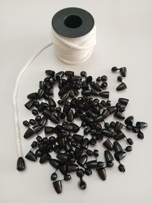 Be Beauty 50 mt Beyaz Renk Esnek 6 mm Eşofman Kapüşon Bağcık Ipi ve 100 Adet Plastik Tıpalı Kapüşon Ucu