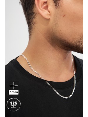 Marakas Italy 3mm Figaro 925 Ayar Gümüş Kolye