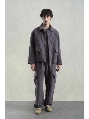 Giesto Jakar Desenli Gri Ceket