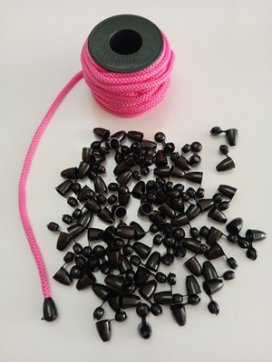 Be Beauty 50 mt Pembe Renk Esnek 6 mm Eşofman Kapüşon Bağcık Ipi ve 100 Adet Plastik Tıpalı Kapüşon Ucu