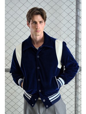 Giesto Lacivert Kadife Kolej Ceket