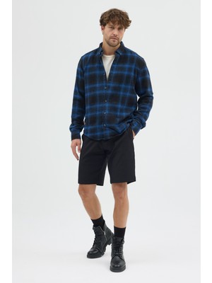 Cosplay Erkek Siyah Beyaz Flanel Oduncu Gömlek - Cepsiz, Kalın Kışlık Uzun Kollu Gömlek
