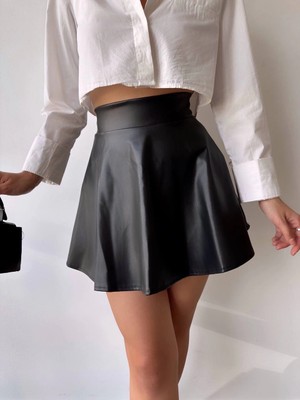 Etiler Collection Kısa Deri Çan Etek H26599