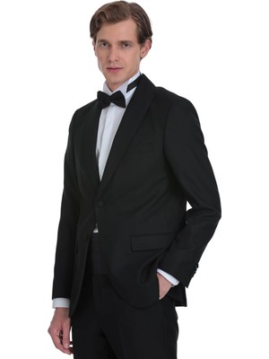 Hatemoğlu Siyah Slim Fit Çıkma Şal Yaka Damatlık