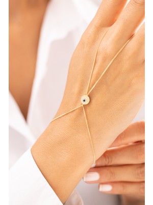 Zeyd Jewelry Minimal Nazar Gözlü 14 Ayar Altın Şahmeran