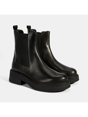 Desa Kadın Siyah Lastikli Deri Chelsea Bot