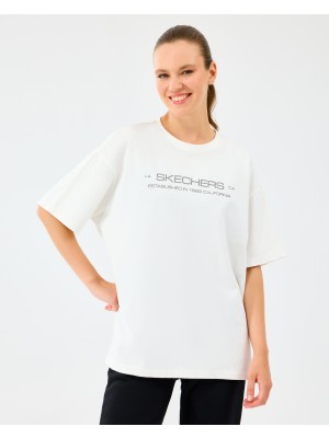 Skechers W Heavy Fabric T-Shirt Kadın Beyaz Tshirt S2520182-2325
