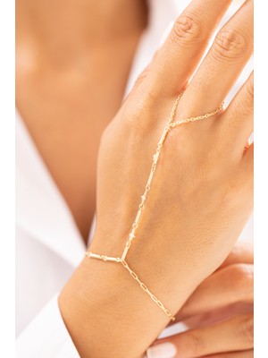 Zeyd Jewelry Modern Ince Zincir Taşlı 14 Ayar Altın Şahmeran
