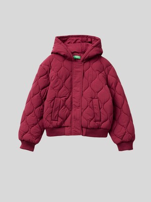 Benetton Kız Çocuk Kapüşonlu Kapitone Mont 6-14 Yaş Bordo