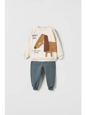 Monila Erkek Çocuk Baskılı 3 Iplik Kumaş Pamuklu Altüst Takım
