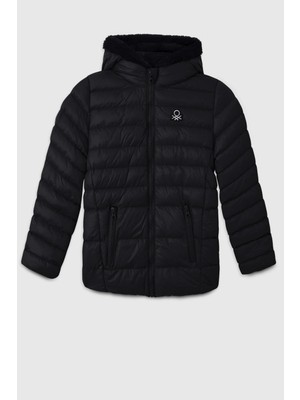 Benetton Kız Çocuk Mont 4-14 Yaş Siyah