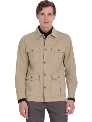 Hatemoğlu Bej Slim Fit Bebe Yaka Baharlık Mont