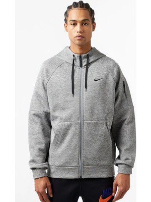 Nike Therma Fit Full Zip Hoodie Erkek Kapüşonlu Termal Fermuarlı Sweatshirt Gri