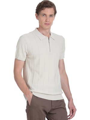 Hatemoğlu Ekru Regular Fit Polo Yaka Rayon Tişört