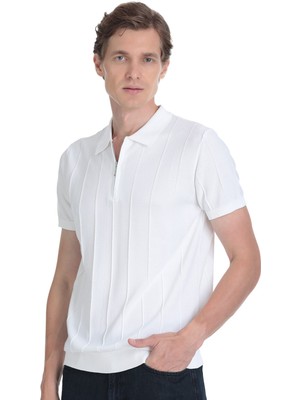 Hatemoğlu Beyaz Regular Fit Polo Yaka Rayon Tişört