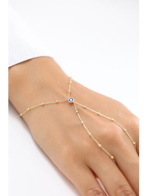 Zeyd Jewelry Ince Toplu Zincir Mavi Taşlı 14 Ayar Altın Şahmeran