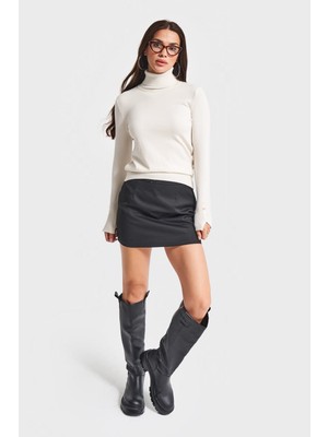 Its Basic Kadın Yumuşak Ince Triko Kumaş Balıkçı Yaka Triko Kazak