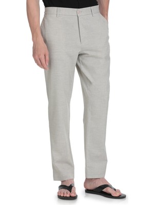 Hatemoğlu Gri Rahat Kesim Yandan Cepli Keten Jogger Pantolon