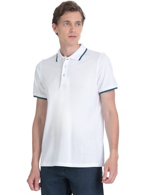 Hatemoğlu Beyaz Regular Fit 100% Pamuk Polo Yaka Rayon Tişört