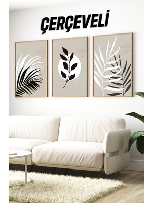 KutuTR 🌿 Doğal Çizgilerle Modern Duruş – Çam Çerçeveli 3’lü Tablo Seti🌿 CRV1128 23 x 32