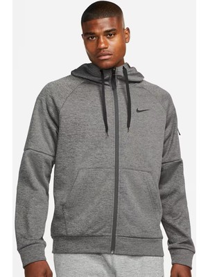 Nike Therma Fit Full Zip Hoodie Erkek Kapüşonlu Termal Fermuarlı Sweatshirt Antrasit