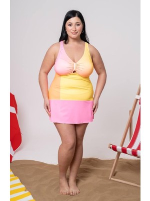 Xorvio Kadın Slip Elbiseli Askılı Birleşik Mayo Likralı Esnek Şık Kaliteli Göğüs Pedli