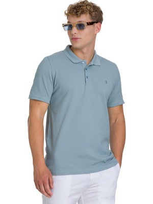 Hatemoğlu Mavi Regular Fit 100% Pamuklu Polo Yaka Tişört