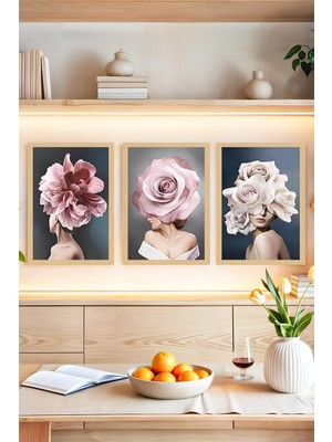 KutuTR 🌸 Modern Dekoratif 3'lü Tablo Seti – Çerçeve Görünümlü 3’lü 🌟 CRVS1131 30 x 40