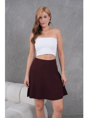 Parkkaron Kadın Beli Ribanalı Kısa Triko Etek