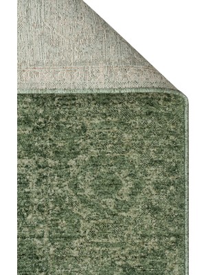 Akbel Halı Shiraz SHR 02 Yeşil - Vintage Eskitme Desenli Yumuşak Dokulu Modern Makine Halısı