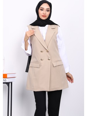 İmaj Butik Taş Kravuze Yaka Astarlı Yelek