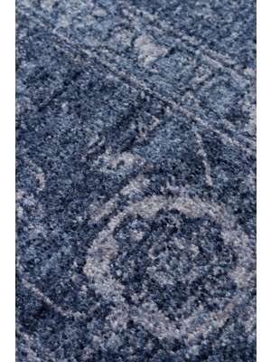 Akbel Halı Shiraz SHR 03 Navy - Vintage Eskitme Desenli Yumuşak Dokulu Modern Makine Halısı