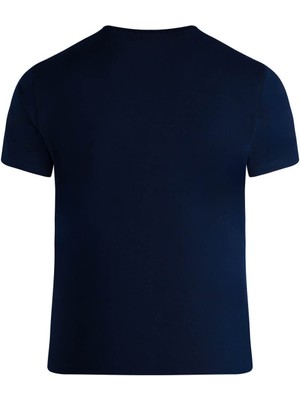 HTML Lacivert Regular Fit Bisiklet Yaka Pamuklu Tişört