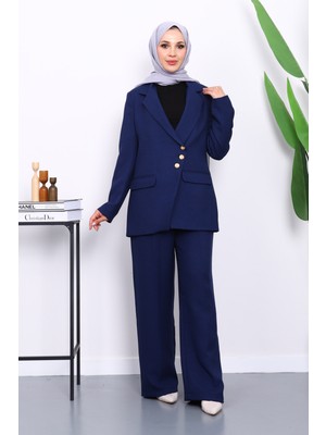 İmaj Butik Lacivert Düğmeli Ceket Pantolonlu Takım