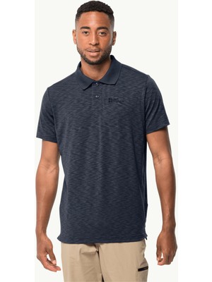Jack Wolfskin Travel Polo Erkek Mavi Tişört