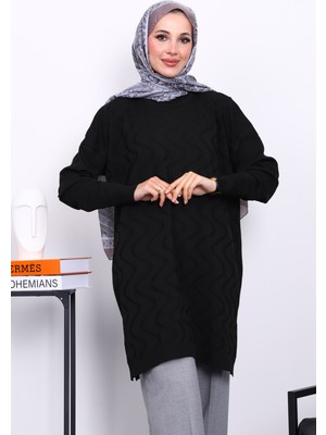 İmaj Butik Siyah Soğuk İplik Merserize Triko Tunik