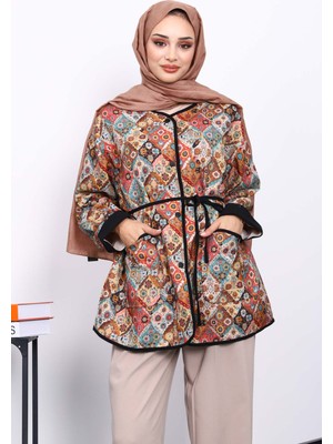 İmaj Butik Çağla Etnik Desenli Çıtçıtlı Ceket