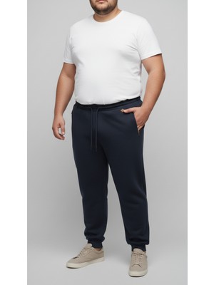 Balkonda Erkek Eşofman Altı Lastikli Paça İnce Pamuklu Fermuarlı Battal Büyük Beden