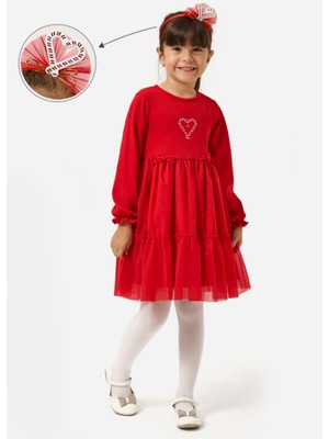 Name Baby & Kids Kız Çocuk Fitilli Fiyonklu Yılbaşı Elbisesi NBK-24920