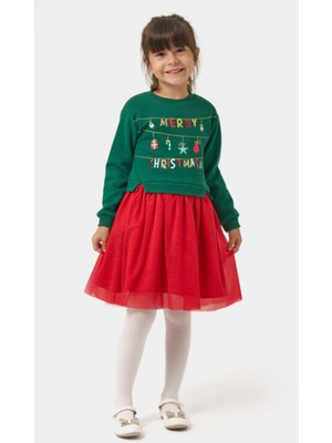 Name Baby & Kids Kız Çocuk Merry Simli Kız Yılbaşı Elbisesi NBK-24905